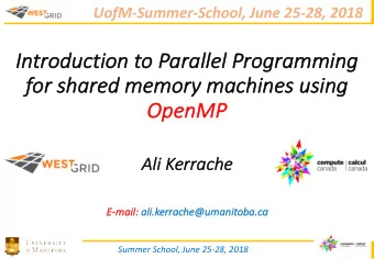 In  Intro  roduc  ductio  ion t  n to P  Paralle  arallel P  l Pro  rogram  gramming  ing  for