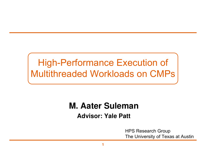 high performance execution of multithreaded workloads on