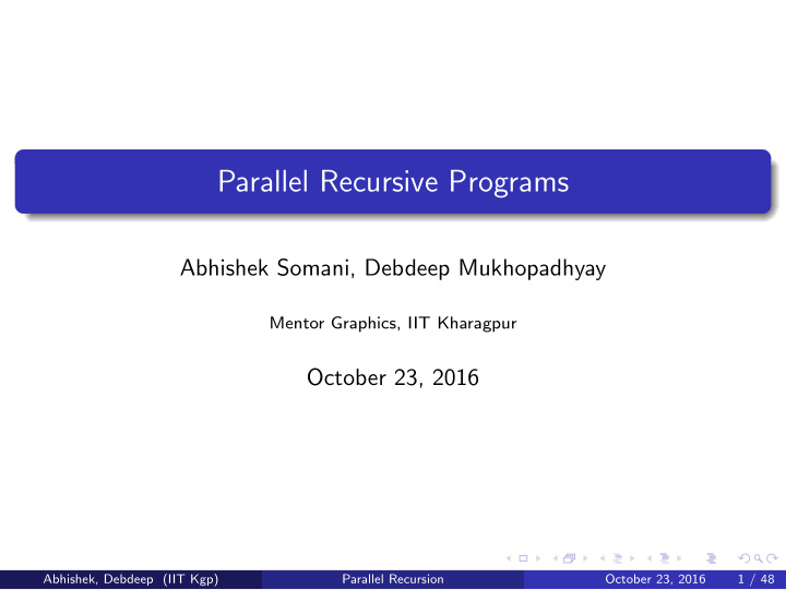 parallel recursive programs