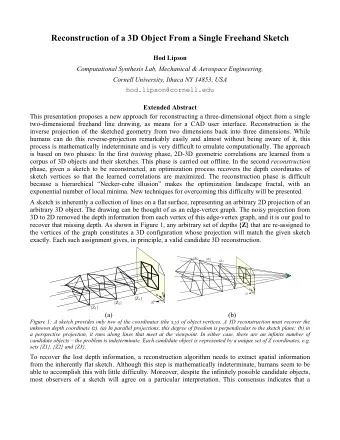 Reconstruction of a 3D Object From a Single Freehand Sketch  Hod Lipson  Computational Synthesis
