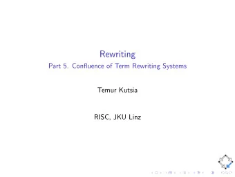 Rewriting  Part 5. Confluence of Term Rewriting Systems  Temur Kutsia  RISC, JKU Linz  Confluence