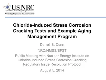 Chloride-Induced Stress Corrosion  Cracking Tests and Example Aging Management Program  Darrell S.