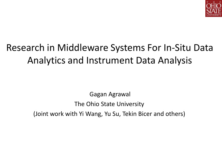 research in middleware systems for in situ data