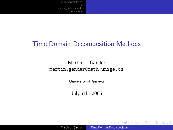 time domain decomposition methods