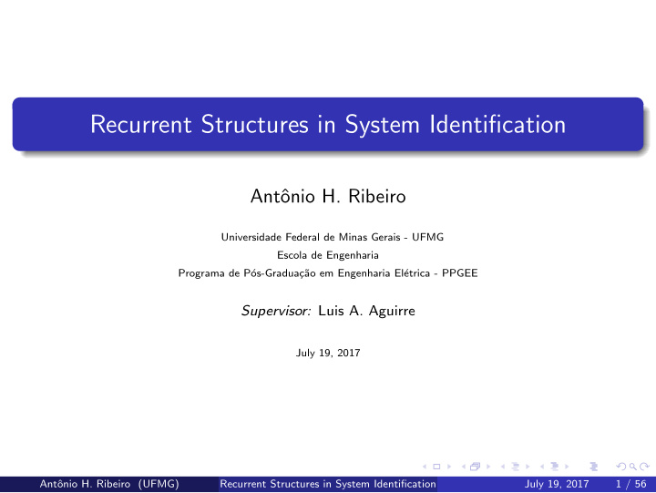 recurrent structures in system identification