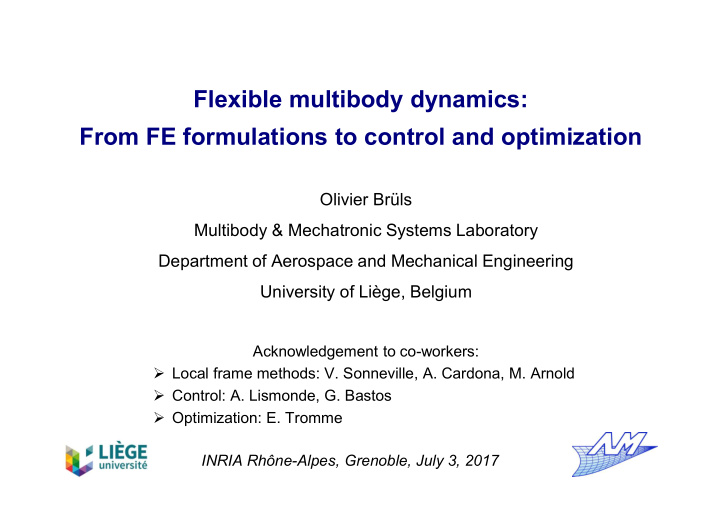 flexible multibody dynamics from fe formulations to