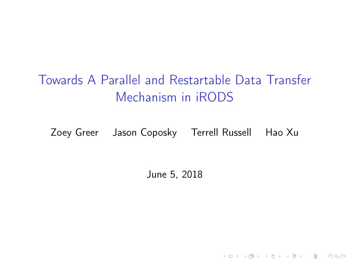 towards a parallel and restartable data transfer