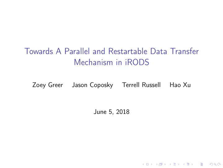 towards a parallel and restartable data transfer