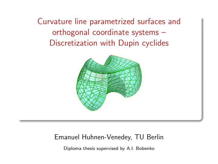 curvature line parametrized surfaces and orthogonal