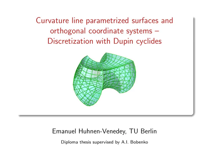 curvature line parametrized surfaces and orthogonal