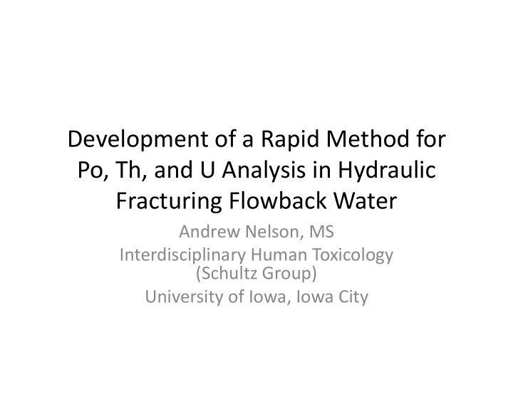 development of a rapid method for po th and u analysis in