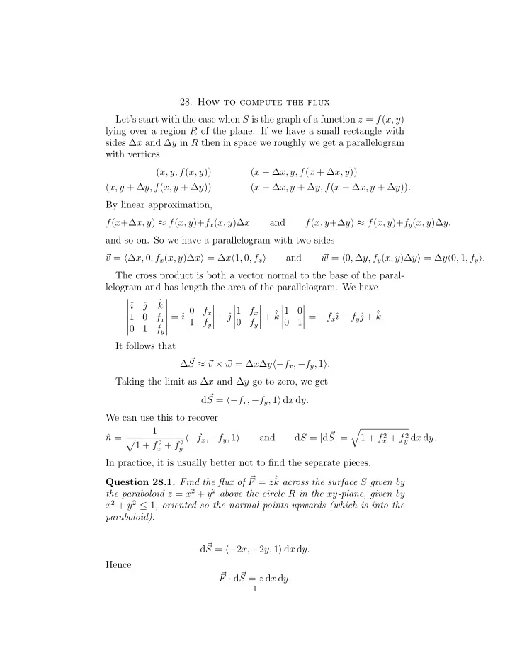 28 how to compute the flux let s start with the case when