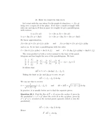 28. How to compute the flux Lets start with the case when S is the graph of a function z = f (