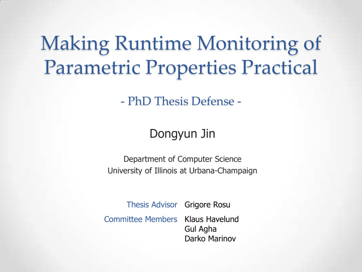 making runtime monitoring of parametric properties