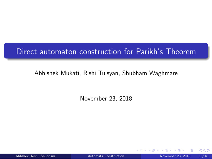direct automaton construction for parikh s theorem
