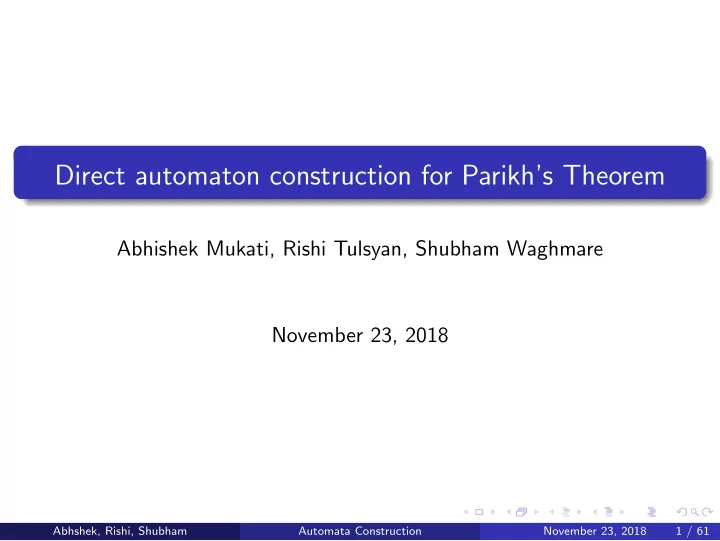 direct automaton construction for parikh s theorem