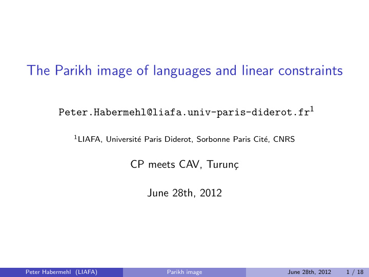 the parikh image of languages and linear constraints