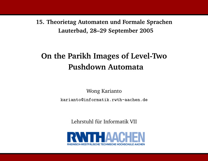 on the parikh images of level two pushdown automata