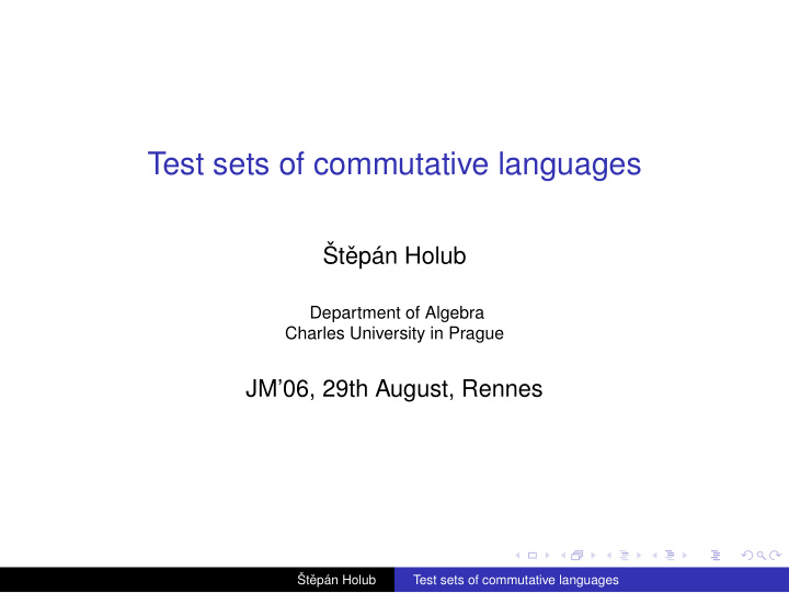 test sets of commutative languages