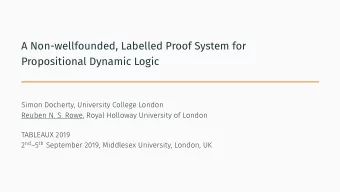 A Non-wellfounded, Labelled Proof System for  Propositional Dynamic Logic  Simon Docherty,