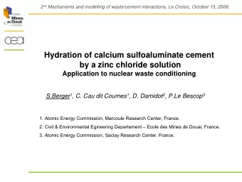 Hydration of calcium sulfoaluminate cement  by a zinc chloride solution  Application to nuclear