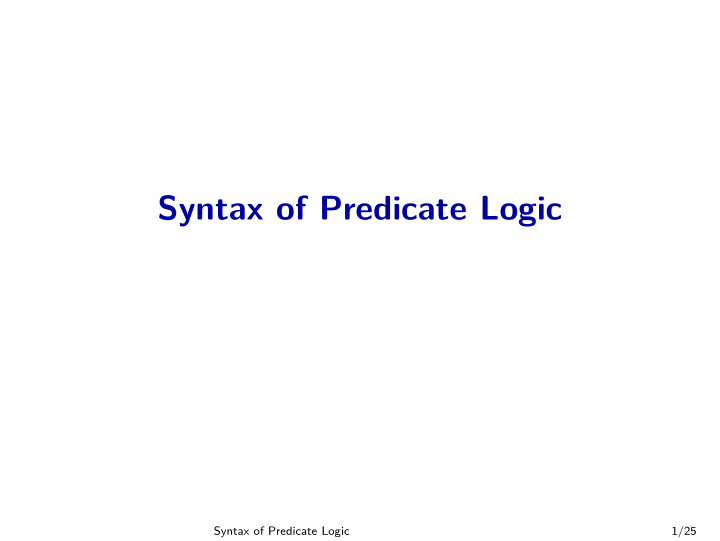 syntax of predicate logic