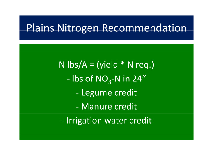 plains nitrogen recommendation plains nitrogen