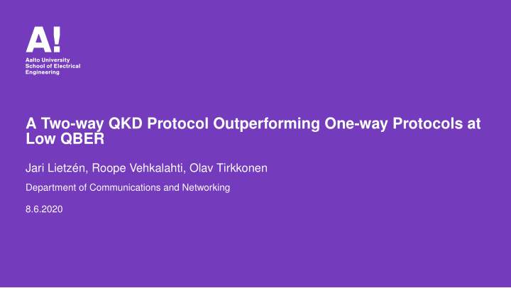 a two way qkd protocol outperforming one way protocols at
