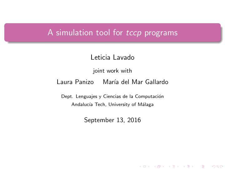 a simulation tool for tccp programs
