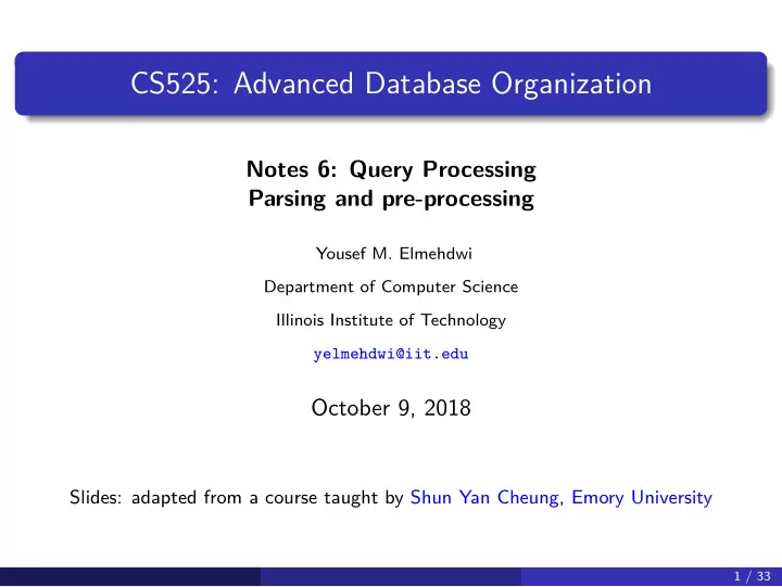 cs525 advanced database organization