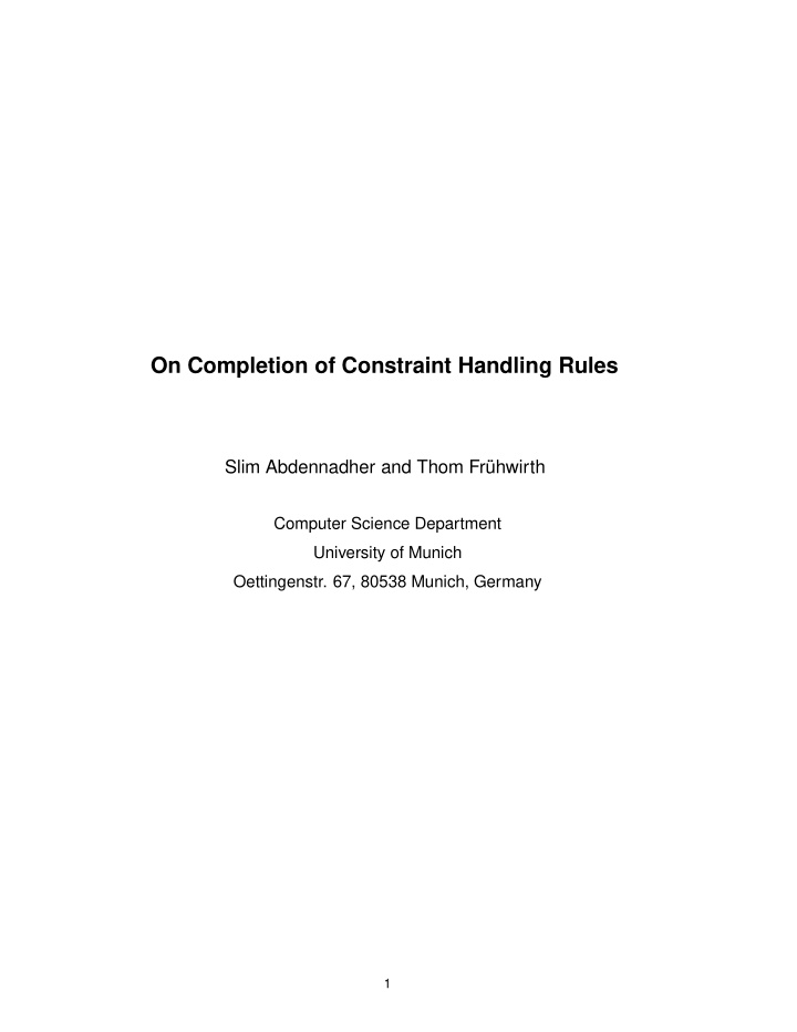 on completion of constraint handling rules