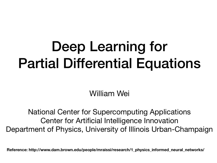 deep learning for partial differential equations