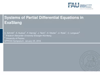 Systems of Partial Differential Equations in  ExaSlang C. Schmitt 1 , S. Kuckuk 1 , F. Hannig 1 ,