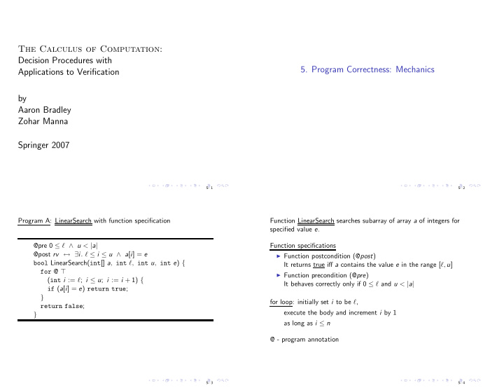 the calculus of computation decision procedures with 5