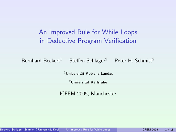 an improved rule for while loops in deductive program