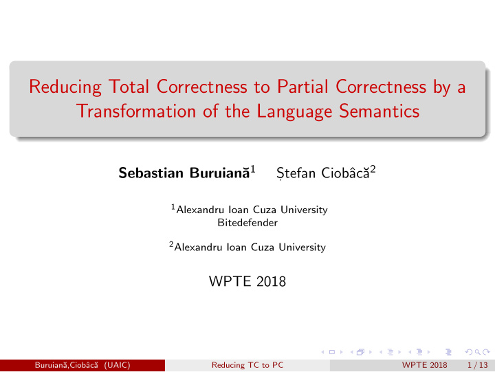 reducing total correctness to partial correctness by a