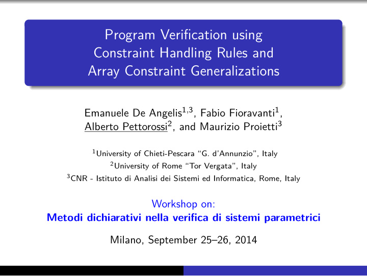 program verification using constraint handling rules and