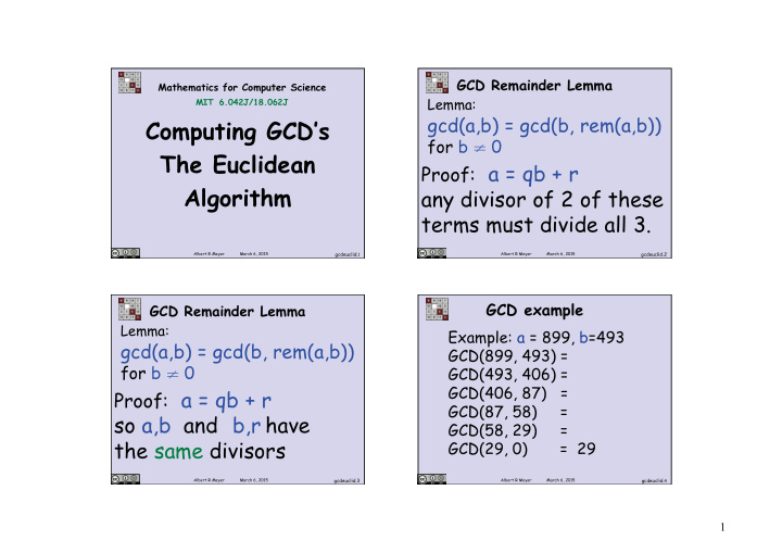 computing gcd s