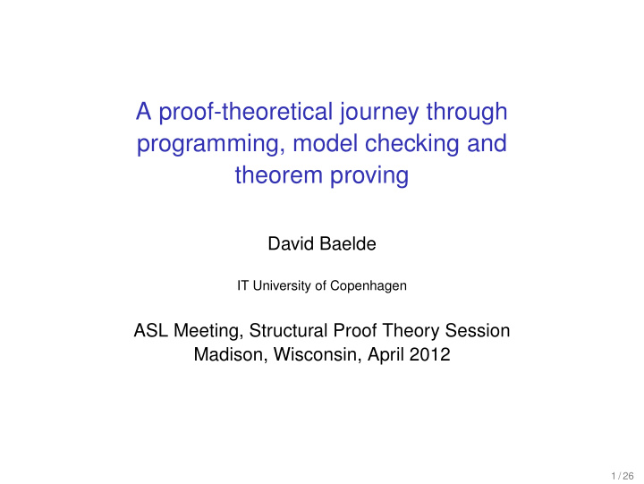 a proof theoretical journey through programming model