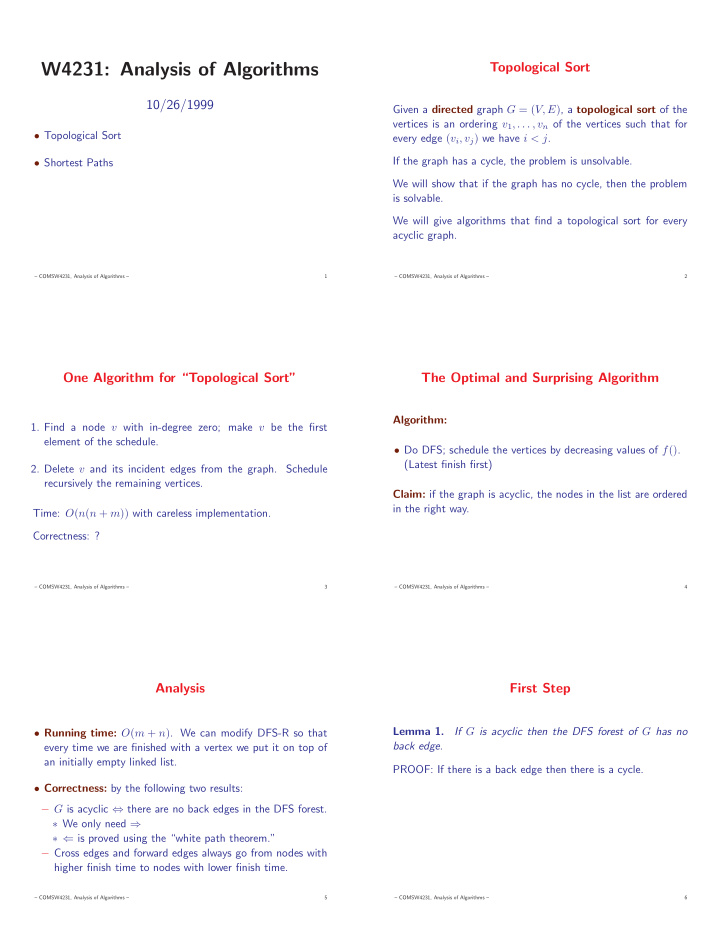 w4231 analysis of algorithms