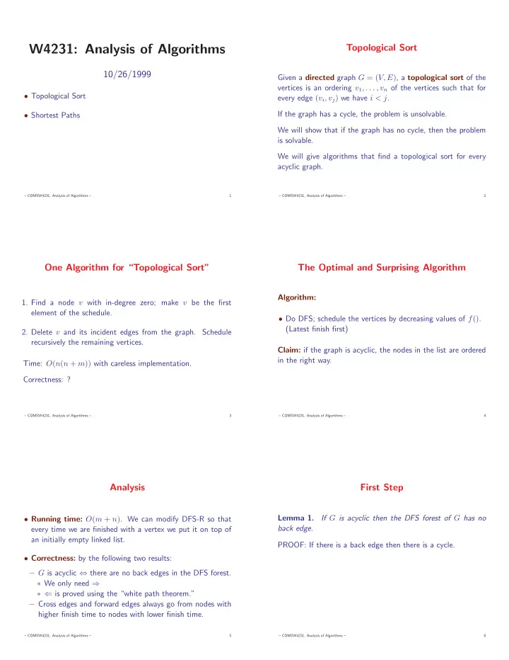 w4231 analysis of algorithms