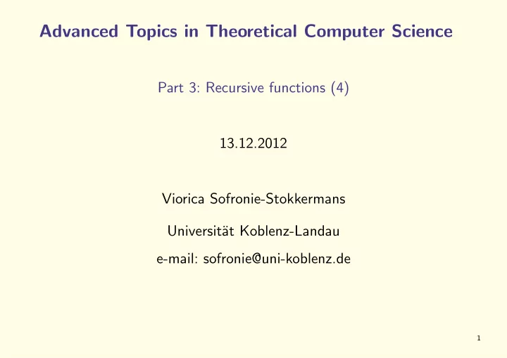 advanced topics in theoretical computer science