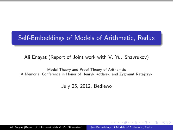 self embeddings of models of arithmetic redux