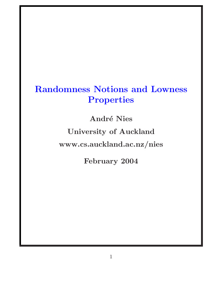 randomness notions and lowness properties