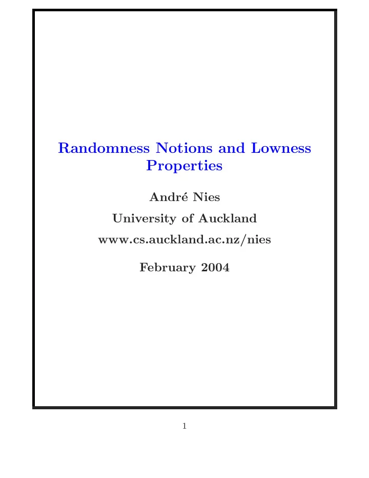 randomness notions and lowness properties