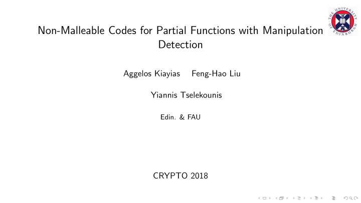 non malleable codes for partial functions with