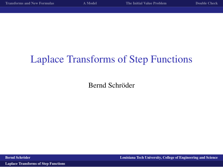 laplace transforms of step functions