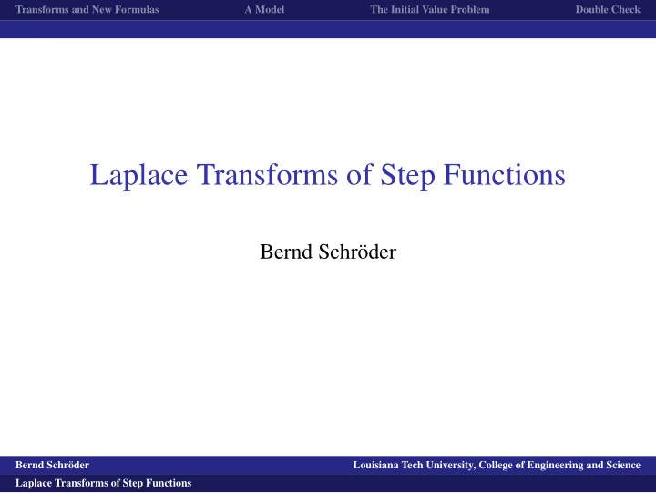 laplace transforms of step functions