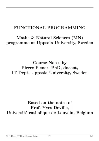 FUNCTIONAL PROGRAMMING  Maths &amp; Natural Sciences (MN)  programme at Uppsala University, Sweden