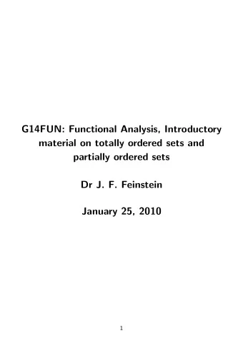 G14FUN: Functional Analysis, Introductory  material on totally ordered sets and  partially ordered